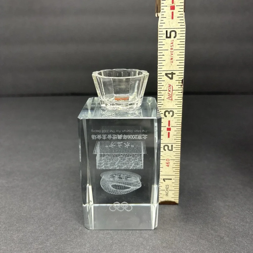 2008 Beijing Olympics Bird's Nest Water Cube 3D Crystal Candle Holder Souvenir